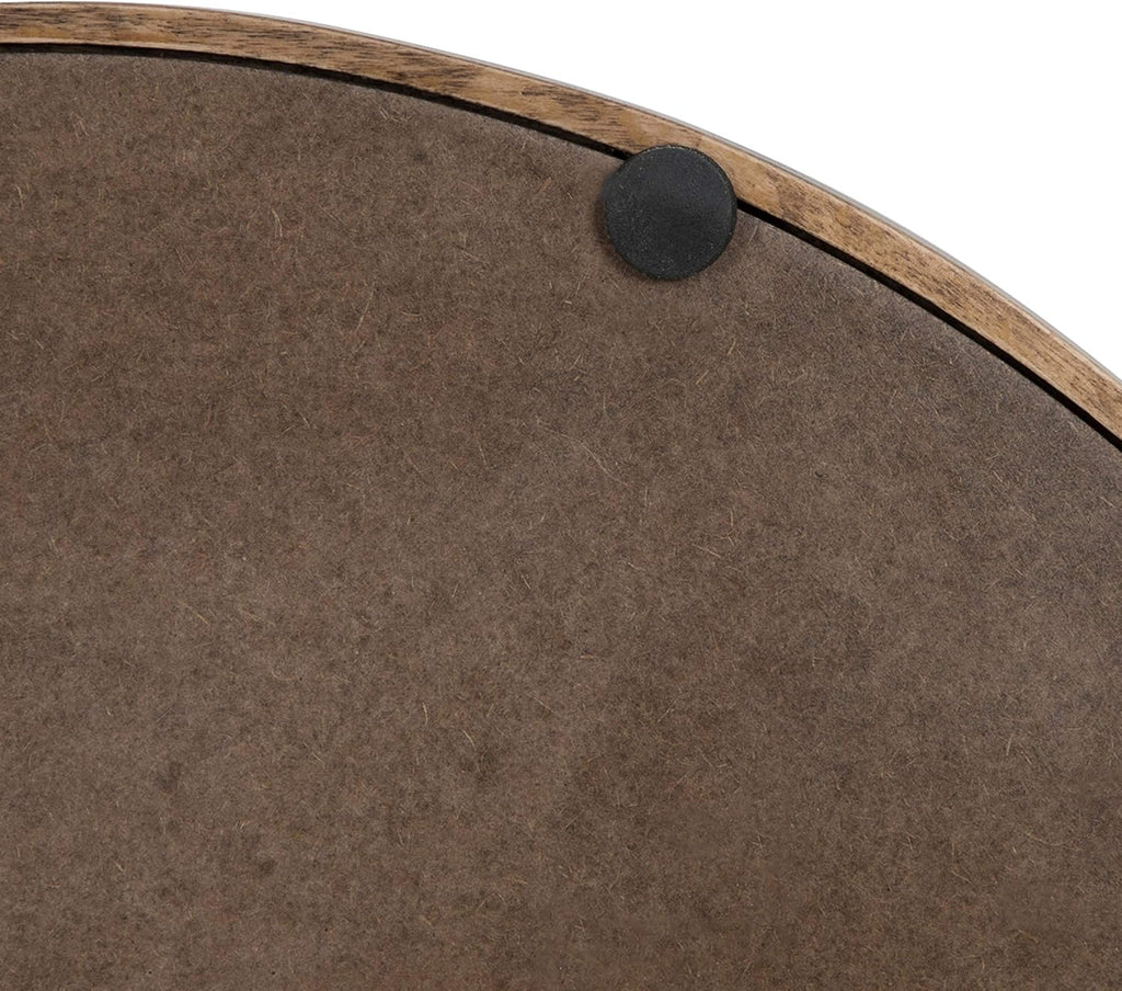 Lipton Modern round Wood Tray, 15.5" Diameter, Rustic Brown with Black Handles, Decorative Accent Tray for Storage and Display