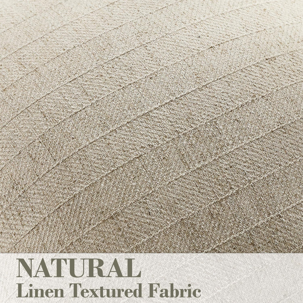 20X20 Linen Pillow Covers Natural Beige Pack of 2 Farmhouse Boho Neutral Accents Striped Textured Square Decorative Throw Pillow Cases for Living Room Couch Bed Home Decor