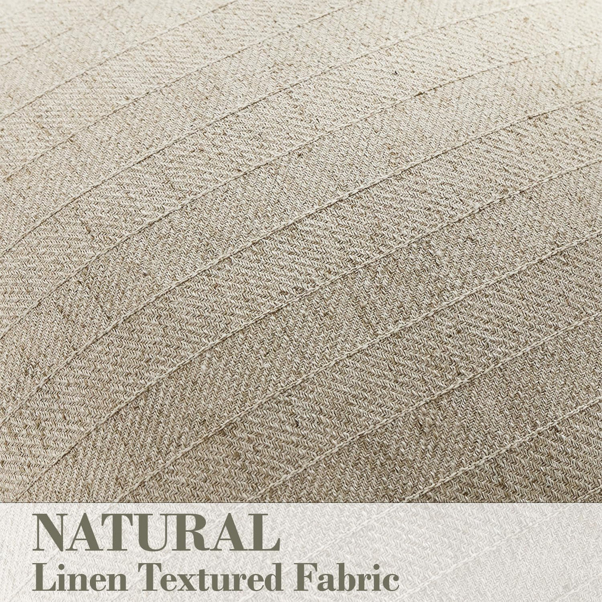 20X20 Linen Pillow Covers Natural Beige Pack of 2 Farmhouse Boho Neutral Accents Striped Textured Square Decorative Throw Pillow Cases for Living Room Couch Bed Home Decor