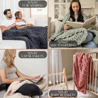 Chunky Knit Throw Blanket 50X30, Sandstone Brown Chenille Throw Blanket for Couch Bed Sofa, Soft Fluffy Cable Knit Blanket, Oeko-Tex Certified, Machine Washable