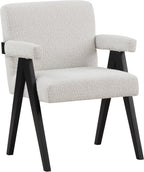 481Cream Woodloch Collection Mid-Century Modern Boucle Fabric Upholstered Accent Chair with Rich Cream Boucle Fabric, Black Finish Solid Wood, 24.5" W X 23.5" D X 32" H, Cream