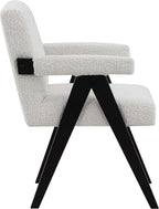 481Cream Woodloch Collection Mid-Century Modern Boucle Fabric Upholstered Accent Chair with Rich Cream Boucle Fabric, Black Finish Solid Wood, 24.5" W X 23.5" D X 32" H, Cream