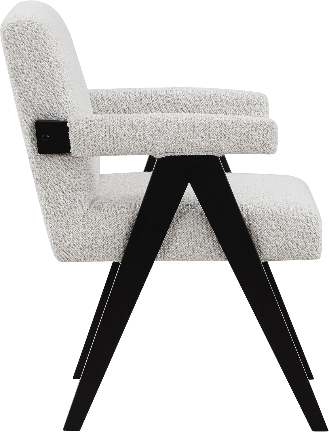 481Cream Woodloch Collection Mid-Century Modern Boucle Fabric Upholstered Accent Chair with Rich Cream Boucle Fabric, Black Finish Solid Wood, 24.5" W X 23.5" D X 32" H, Cream