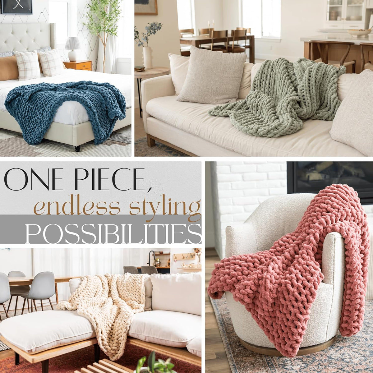 Chunky Knit Throw Blanket 50X30, Sandstone Brown Chenille Throw Blanket for Couch Bed Sofa, Soft Fluffy Cable Knit Blanket, Oeko-Tex Certified, Machine Washable