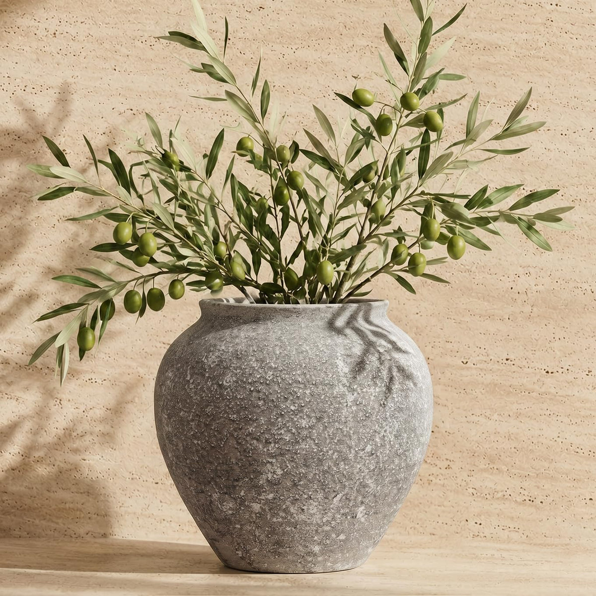 Textured Speckled Ceramic Vase, 6.7” Wabi-Sabi Stone Finish Flower Vase, Handmade Pottery Vase for Dried Flowers, Rustic Farmhouse Table Centerpiece for Entryway, Shelf, Nightstand Decor