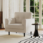 38" Modern Single Sofa Linen Upholstered Armrest Accent Chair with High-Density Foam & Fixed Armrests,Comfortable Armchair Upholstered Reading Chair for Living Room, Bedroom & Office,Beige