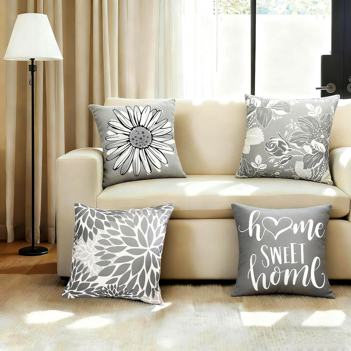 Decorative Boho Farmhouse Throw Pillow Covers 22X22 Inch Set of 4