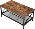 3 Pieces Living Room Table Sets, 41.3 in Industrial Coffee Table with 2 Square End Side Tables, Easy Assembly Coffee and End Tables Sets with Metal Legs, for Office, Living Room & Apartment