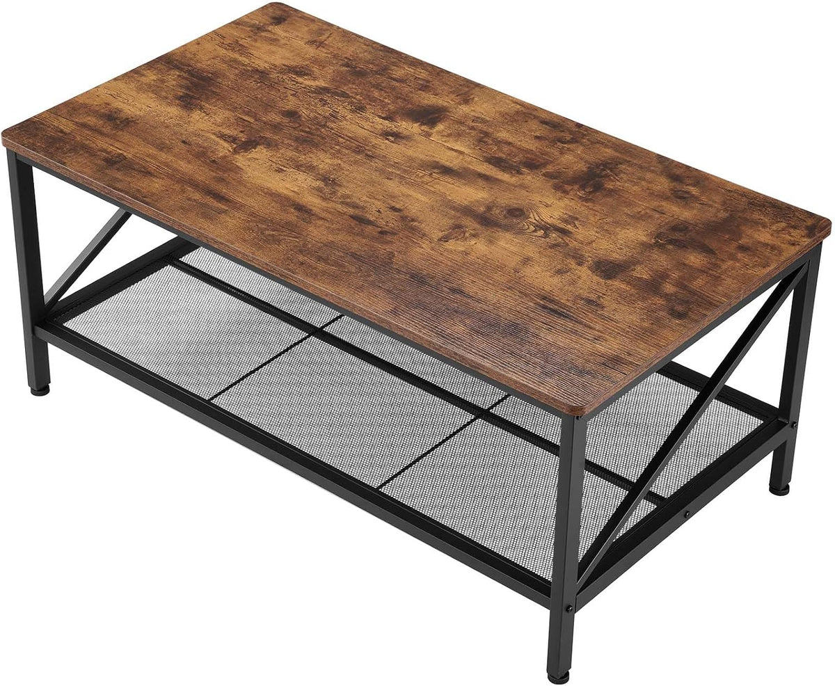 3 Pieces Living Room Table Sets, 41.3 in Industrial Coffee Table with 2 Square End Side Tables, Easy Assembly Coffee and End Tables Sets with Metal Legs, for Office, Living Room & Apartment