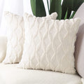 Set of 2 Soft Polyester Short Wool Velvet Decorative Throw Pillow Covers 18X18 Inch Beige Square Luxury Style Cushion Cases Pillow Shell for Sofa Bedroom