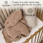 Chunky Knit Throw Blanket 50X30, Sandstone Brown Chenille Throw Blanket for Couch Bed Sofa, Soft Fluffy Cable Knit Blanket, Oeko-Tex Certified, Machine Washable