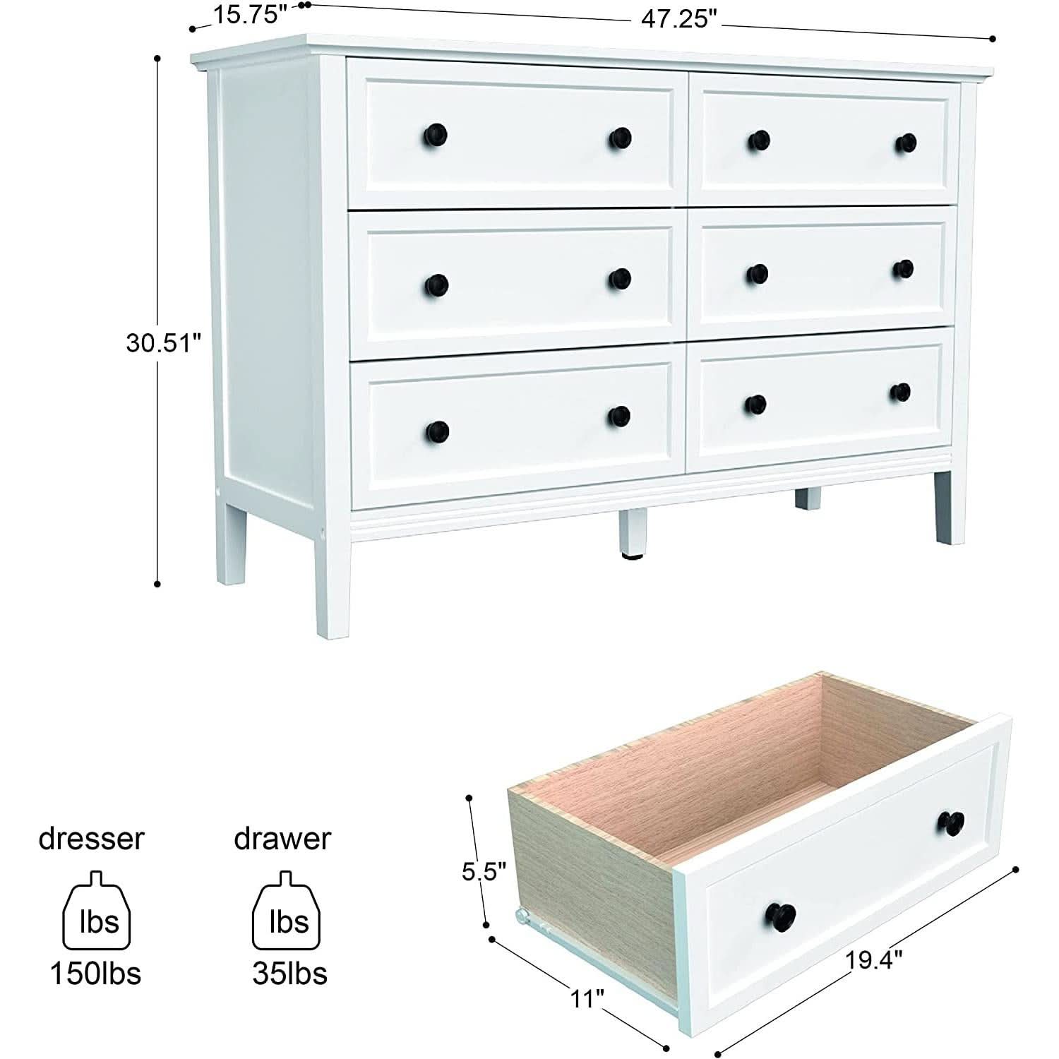 Modern White Dresser Drawer