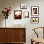 6X8 Picture Frame with Mat 4X6 - High Definition Real Glass Wooden Photo Frames for Tabletop Display and Wall Mounting (Brown, Set of 4)