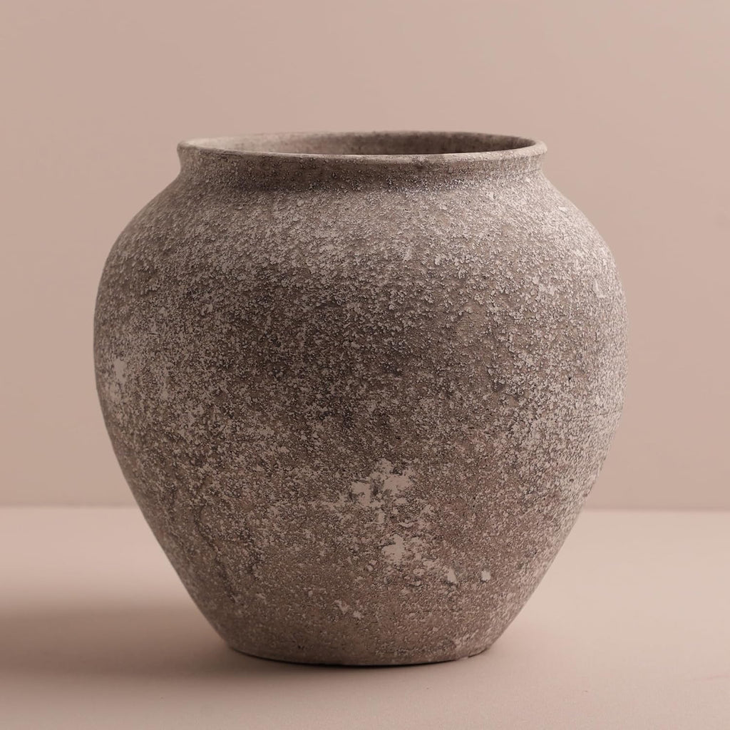Textured Speckled Ceramic Vase, 6.7” Wabi-Sabi Stone Finish Flower Vase, Handmade Pottery Vase for Dried Flowers, Rustic Farmhouse Table Centerpiece for Entryway, Shelf, Nightstand Decor