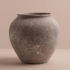 Textured Speckled Ceramic Vase, 6.7” Wabi-Sabi Stone Finish Flower Vase, Handmade Pottery Vase for Dried Flowers, Rustic Farmhouse Table Centerpiece for Entryway, Shelf, Nightstand Decor