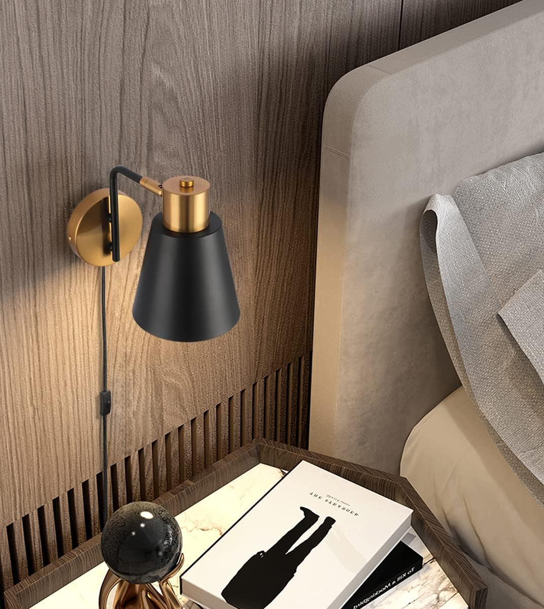 Plug in Wall Sconce Set of 2, Modern Wall Lamp Wall Light Fixture