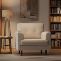 38" Modern Single Sofa Linen Upholstered Armrest Accent Chair with High-Density Foam & Fixed Armrests,Comfortable Armchair Upholstered Reading Chair for Living Room, Bedroom & Office,Beige