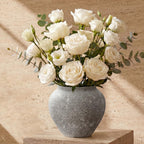 Textured Speckled Ceramic Vase, 6.7” Wabi-Sabi Stone Finish Flower Vase, Handmade Pottery Vase for Dried Flowers, Rustic Farmhouse Table Centerpiece for Entryway, Shelf, Nightstand Decor