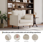 38" Modern Single Sofa Linen Upholstered Armrest Accent Chair with High-Density Foam & Fixed Armrests,Comfortable Armchair Upholstered Reading Chair for Living Room, Bedroom & Office,Beige