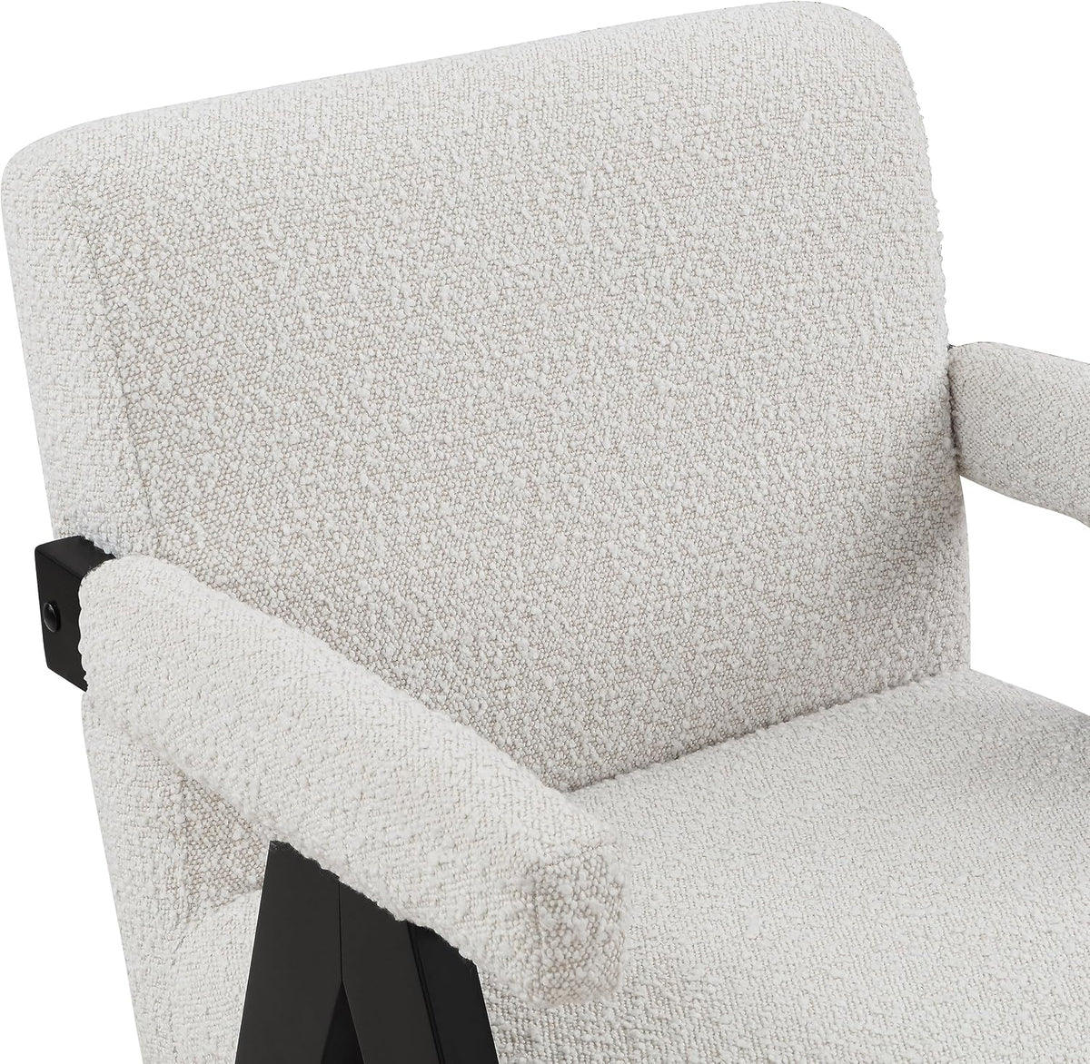 481Cream Woodloch Collection Mid-Century Modern Boucle Fabric Upholstered Accent Chair with Rich Cream Boucle Fabric, Black Finish Solid Wood, 24.5" W X 23.5" D X 32" H, Cream