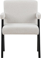 481Cream Woodloch Collection Mid-Century Modern Boucle Fabric Upholstered Accent Chair with Rich Cream Boucle Fabric, Black Finish Solid Wood, 24.5" W X 23.5" D X 32" H, Cream