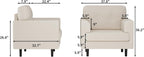 38" Modern Single Sofa Linen Upholstered Armrest Accent Chair with High-Density Foam & Fixed Armrests,Comfortable Armchair Upholstered Reading Chair for Living Room, Bedroom & Office,Beige
