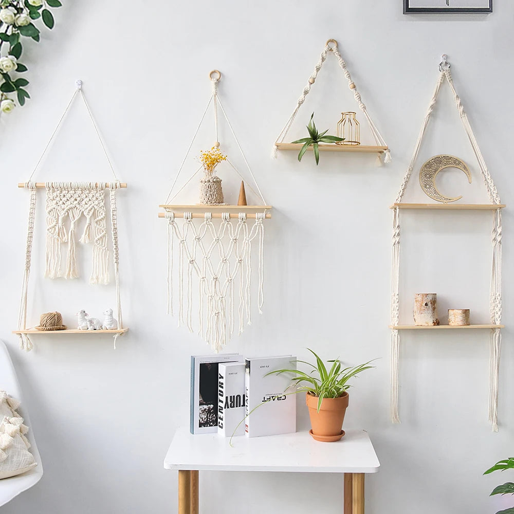 Macrame Boho Wall Shelf
