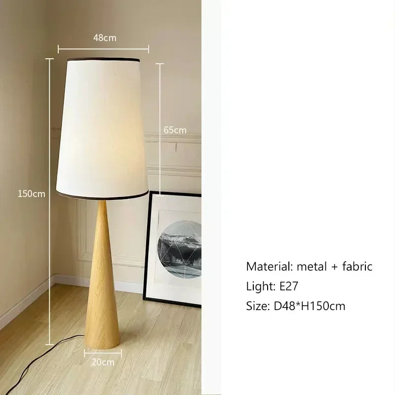 The Wabi-Sabi Floor Lamp — Natural Wood & Fabric Shade