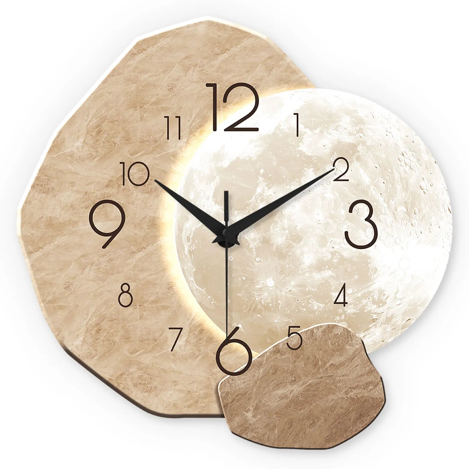 The Moon Wall Clock — Silent Quartz Wooden Minimalist Design