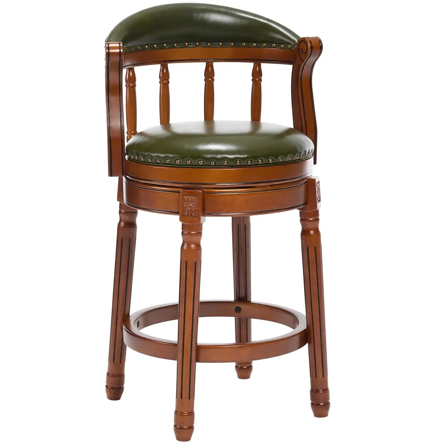 Cow Top Leather Bar Stool — 29.5" Swivel Chair with Back