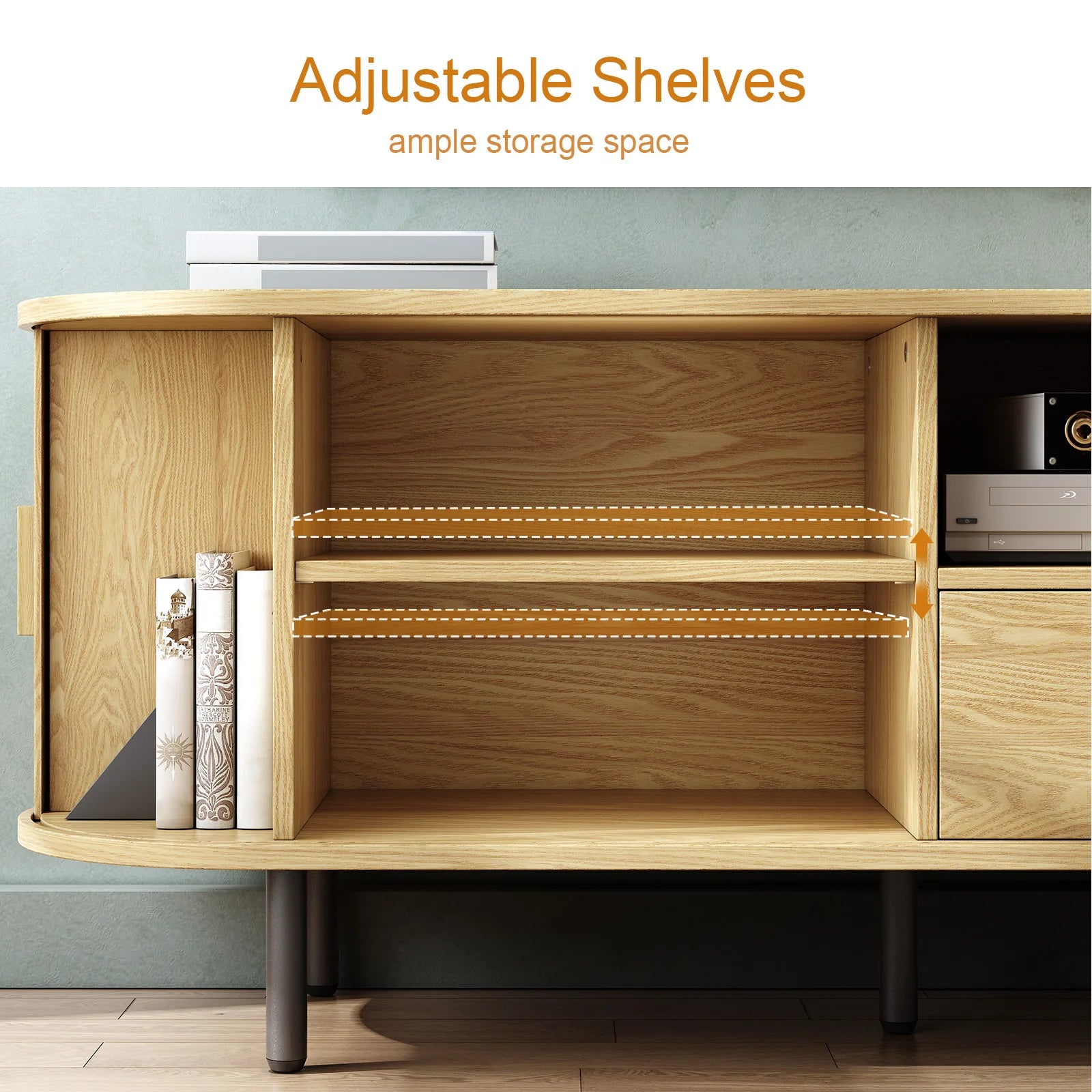 The Media Console — 69" TV Stand with Power Outlet & Storage