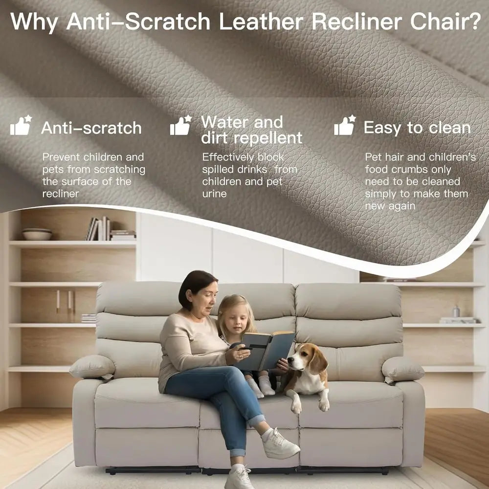 The 3-Seater Recliner Sofa — Beige Manual Reclining Couch