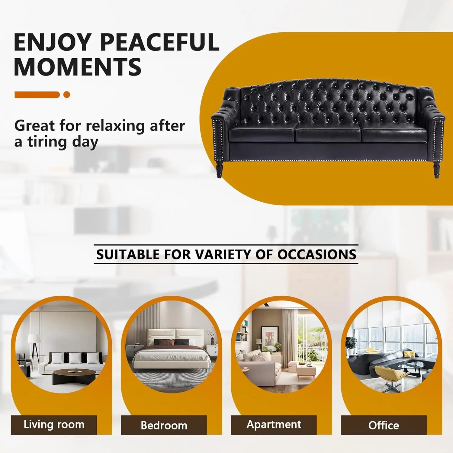 The Chesterfield Sofa — 80" High Back Leather Couch