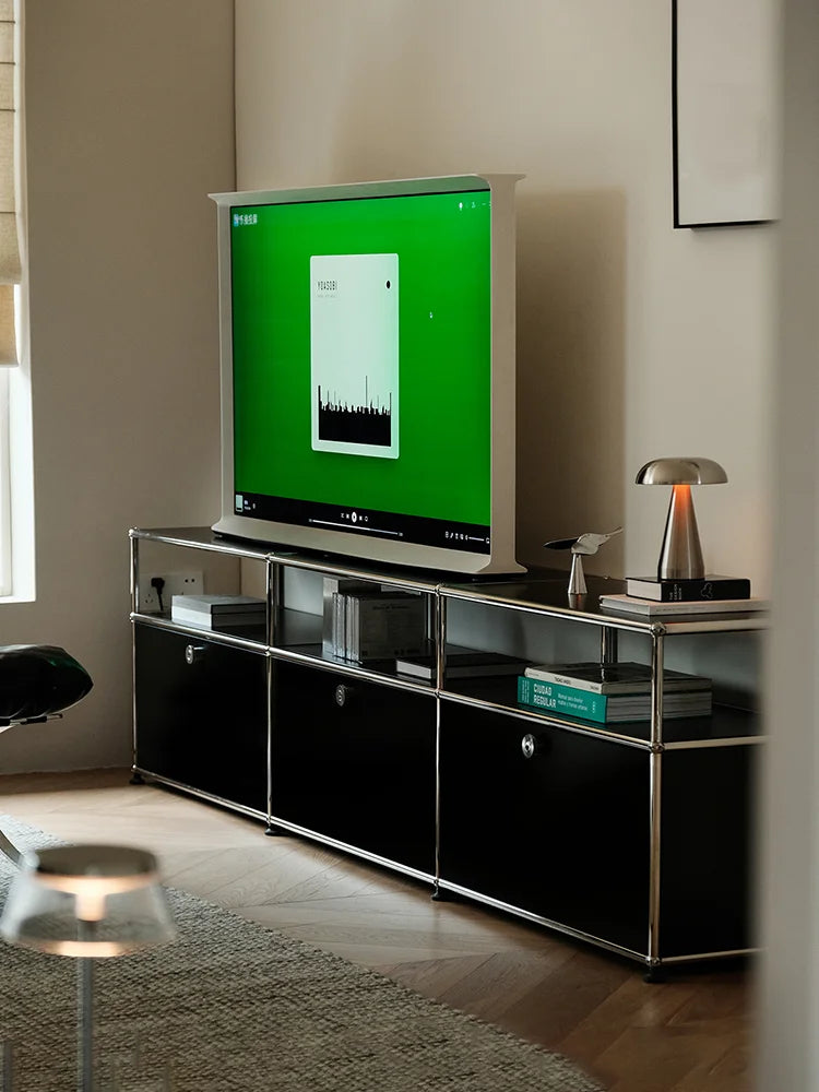 The Corner Media Cabinet — Modular Metal Display & Storage