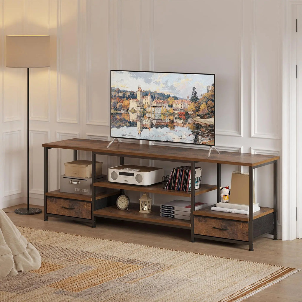 The Storage TV Stand — 63" with Charging Ports & Fabric Drawers