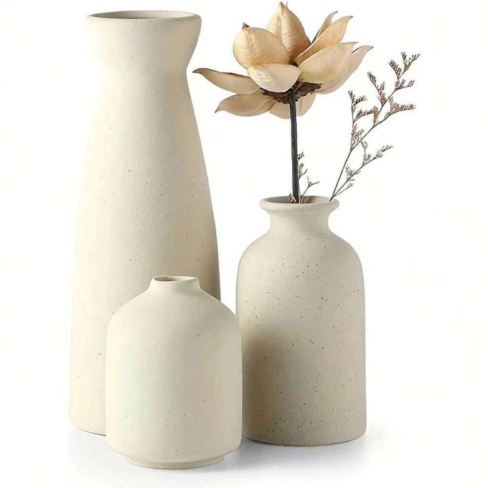 Bohemian Ceramic Vase Set — Set of 3