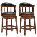 Cow Top Leather Bar Stool — 29.5" Swivel Chair with Back