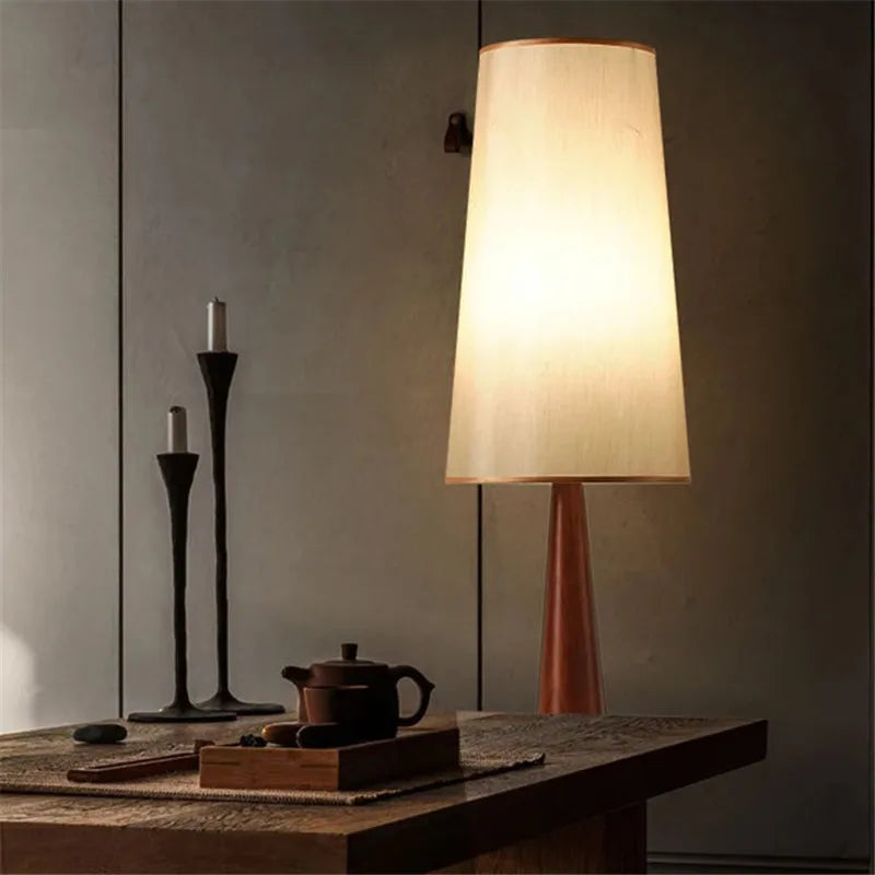 The Wabi-Sabi Floor Lamp — Natural Wood & Fabric Shade