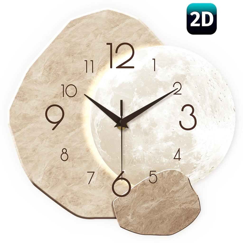 The Moon Wall Clock — Silent Quartz Wooden Minimalist Design