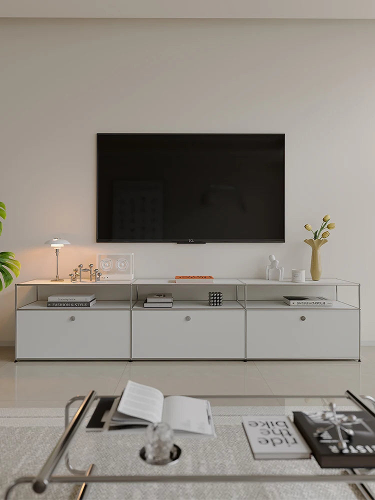 The Corner Media Cabinet — Modular Metal Display & Storage