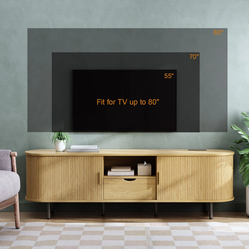 The Media Console — 69" TV Stand with Power Outlet & Storage