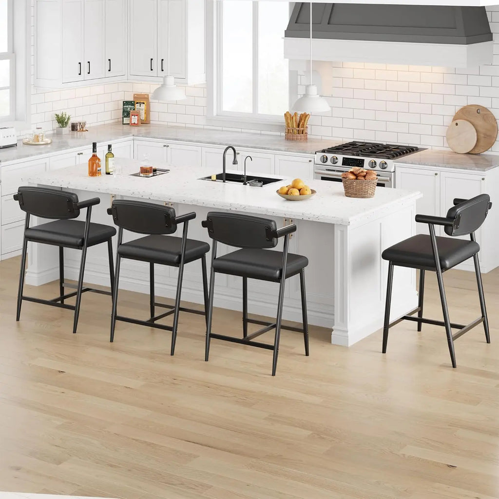 The Comfort Bar Stool Set — Set of 2 with Back, Arms & Footrest