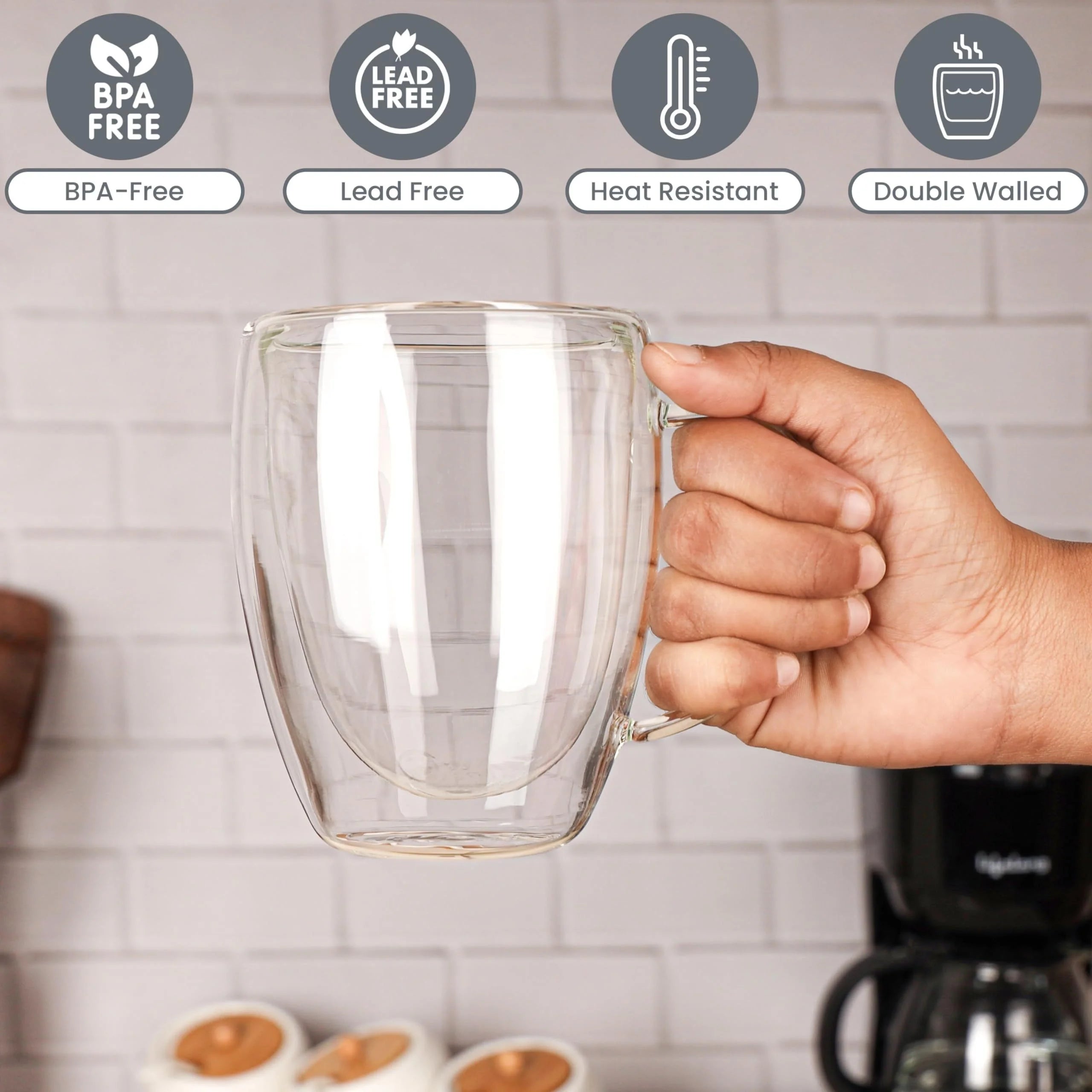 Double Wall Glass Coffee Mugs