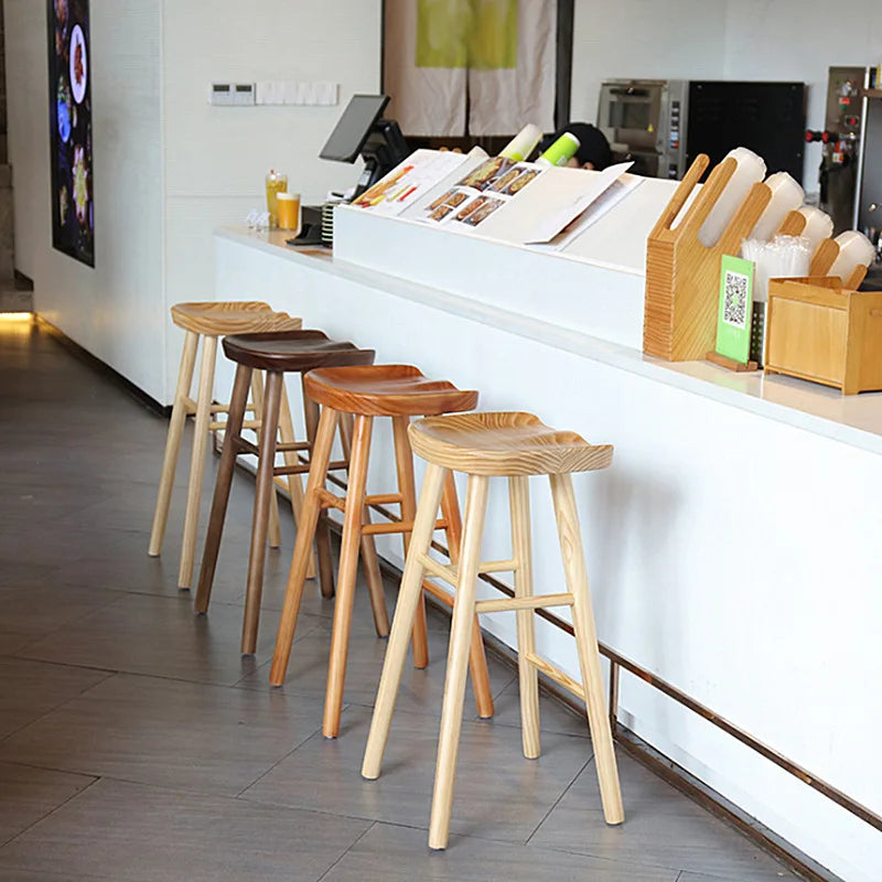 The Nordic Bar Chair — Solid Wood High Stool with Cushion