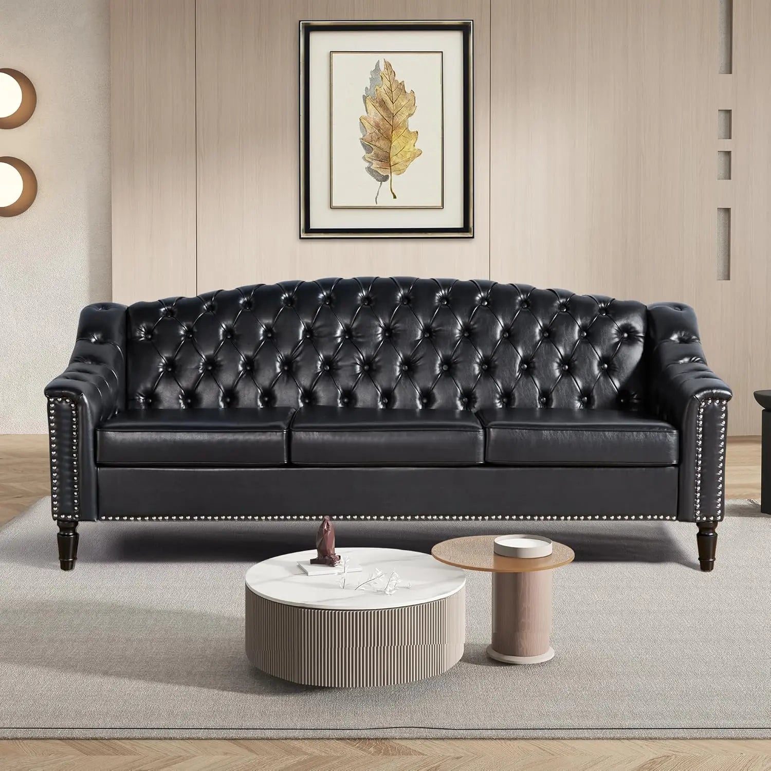 The Chesterfield Sofa — 80" High Back Leather Couch