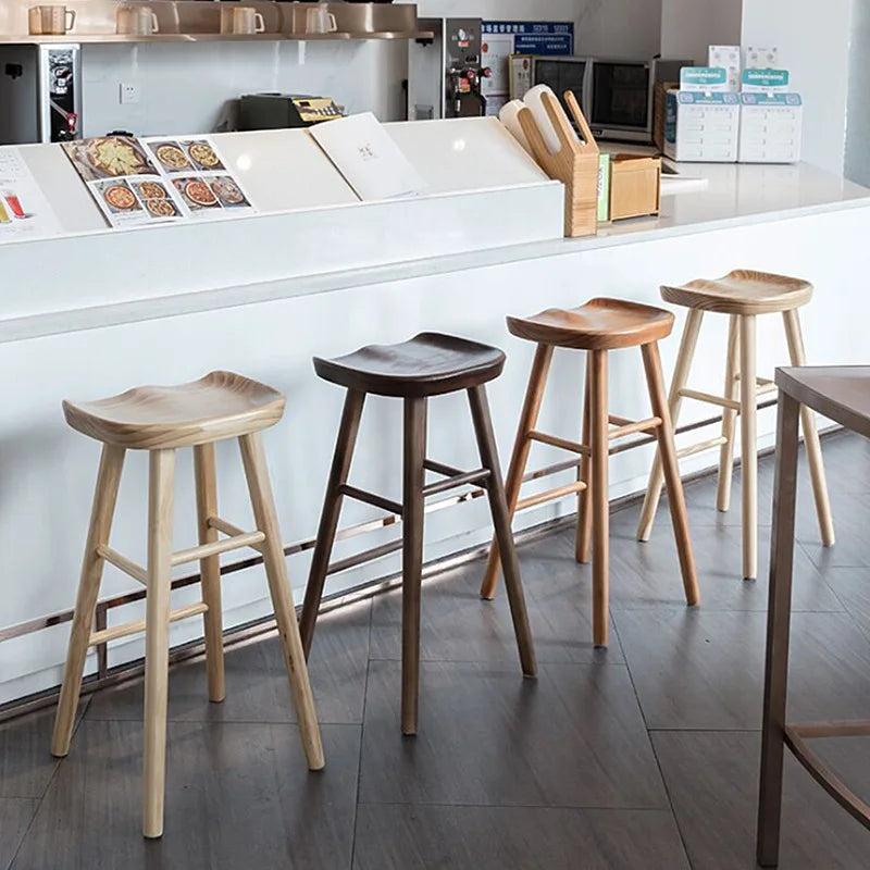 The Nordic Bar Chair — Solid Wood High Stool with Cushion