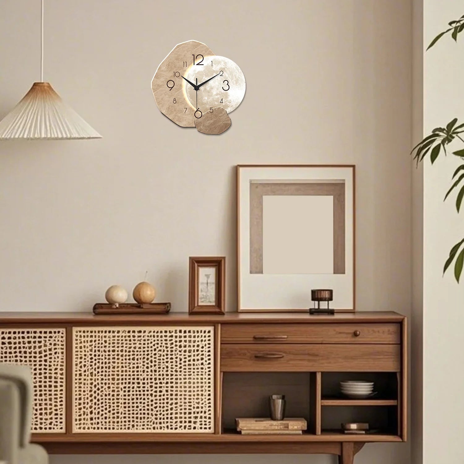 The Moon Wall Clock — Silent Quartz Wooden Minimalist Design