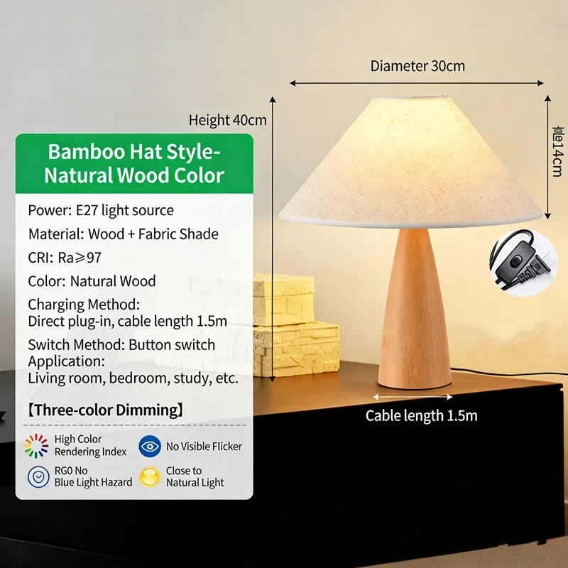 The Wabi-Sabi Floor Lamp — Natural Wood & Fabric Shade