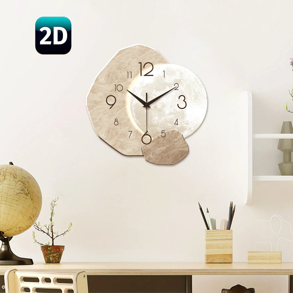 The Moon Wall Clock — Silent Quartz Wooden Minimalist Design