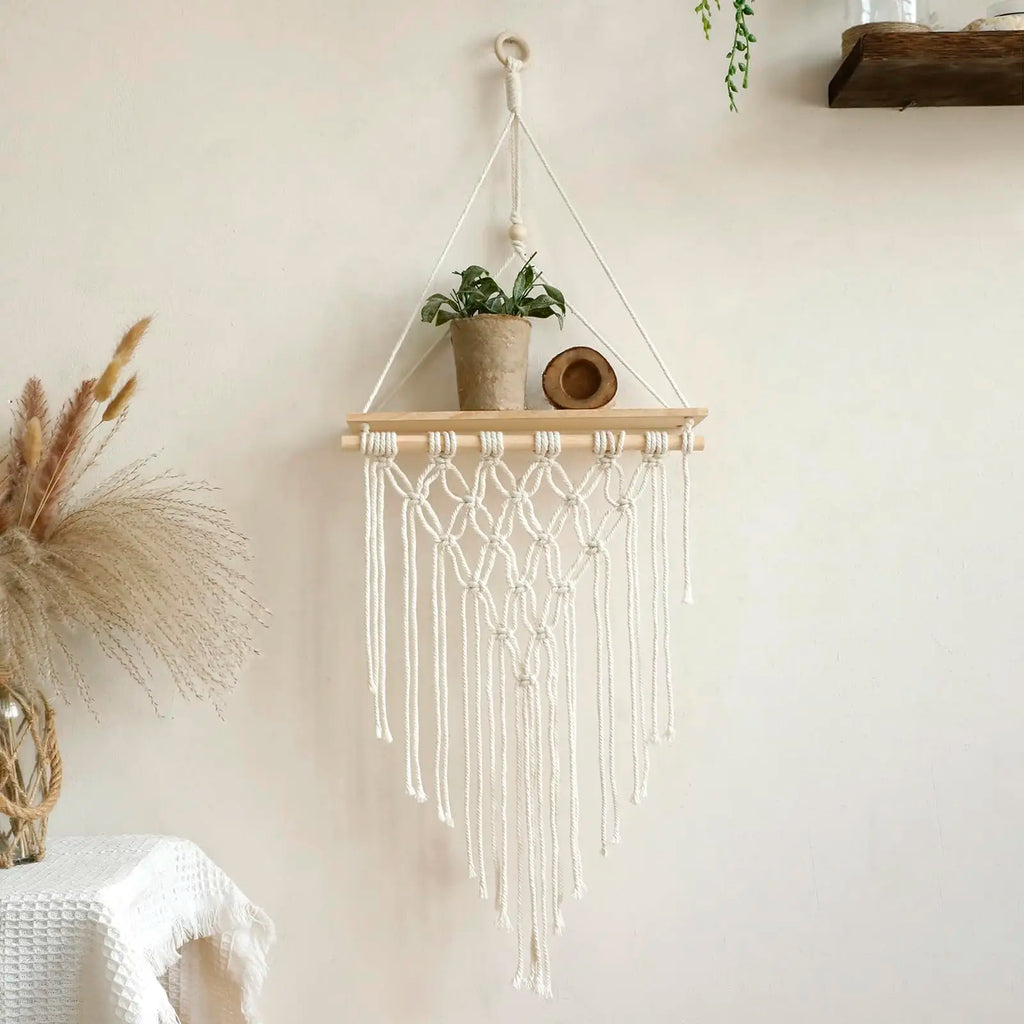 Macrame Boho Wall Shelf
